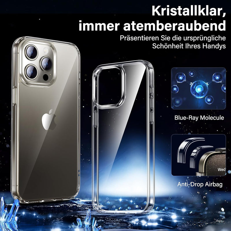 UniqueMe für iPhone 15 Pro Hülle, 5-in-1-Set Handyhülle für iPhone 15 Pro Case Rundumschutz Schutzhü