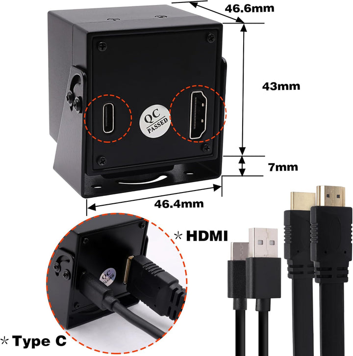 ELP HDMI 4K USB Kamera mit IMX415 Sensor Webcam,Weitwinkel 120 Grad Objektiv ohne Verzerrung USB Kam