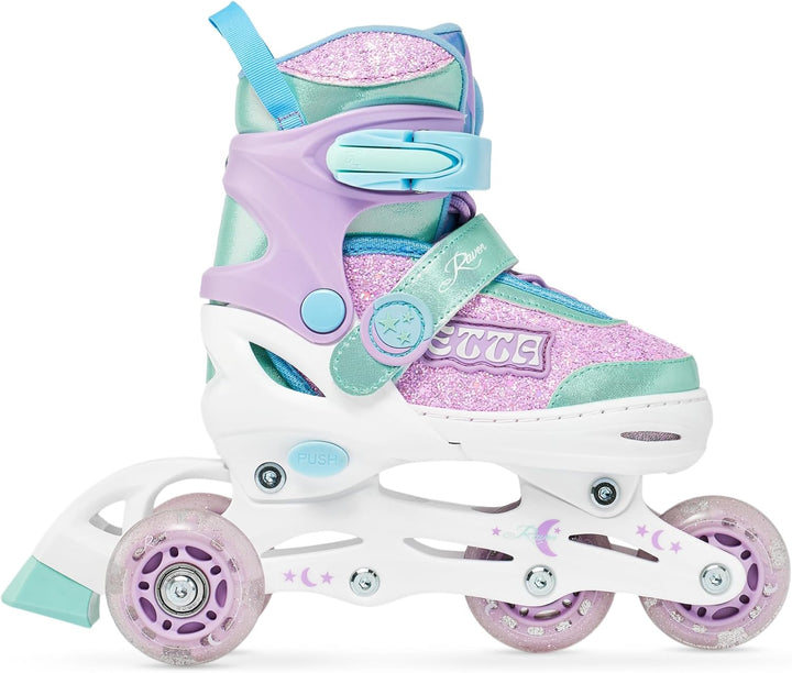 RAVEN 4in1 Inline Skates Triskates Rollschuhe Schlittschuhe Inliner für Kinder Mädchen verstellbar 2