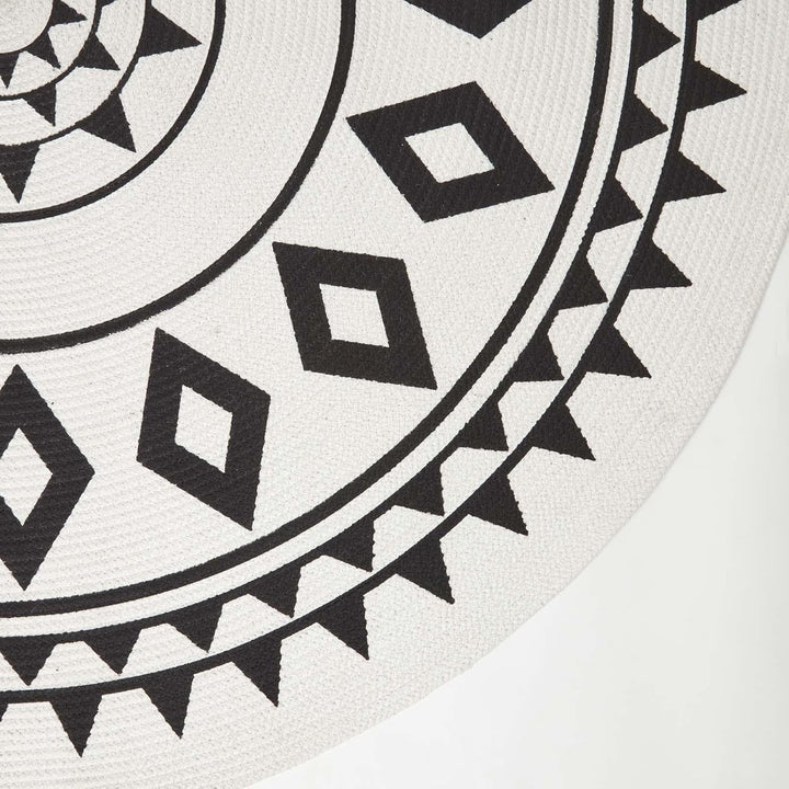 Homescapes Runder Teppich Lia schwarz-weiss Gemustert 120 cm, Baumwoll-Teppich geflochten, Teppich r
