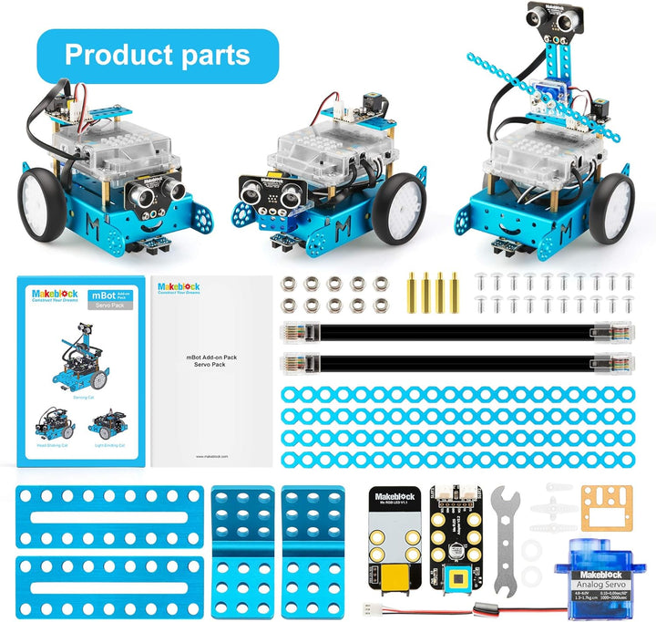 Makeblock mBot Zusatzpaket, Add-on Pack Servo Pack, Roboter 3-in-1 Erweiterungsset, 3 Katzen 3 Forme