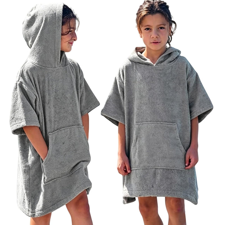 Badeponcho Kinder aus - Saugstarker Bademantel Kinder Frottee mit Kapuze &amp; Tasche - Schnelltrocknend