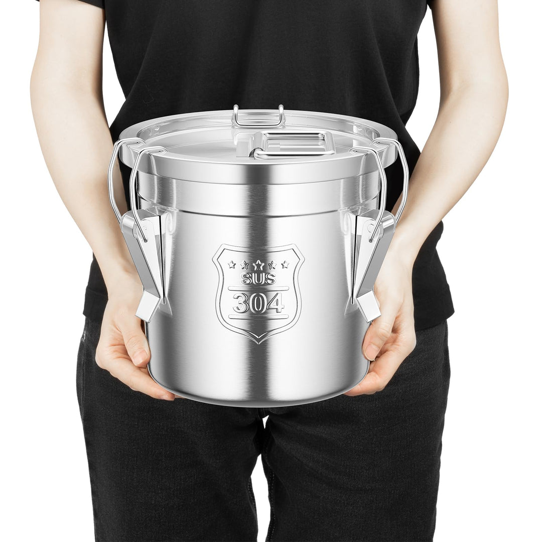 6L Luftdichter Eimer mit Deckel, Lebensmittel Küche Edelstahl Eimer Küche Getreidebehälter, Edelstah