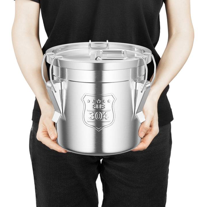 6L Luftdichter Eimer mit Deckel, Lebensmittel Küche Edelstahl Eimer Küche Getreidebehälter, Edelstah