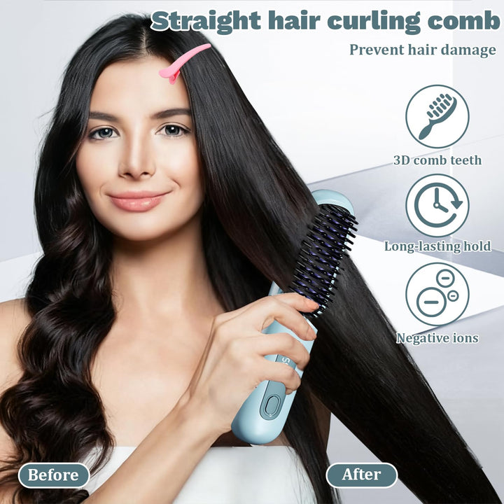 Mini-Haarkamm,Glättbürste Kabellos, 2026 Neu Haarglätter Bürste, Tragbare Bürste Glätten, Kabellose