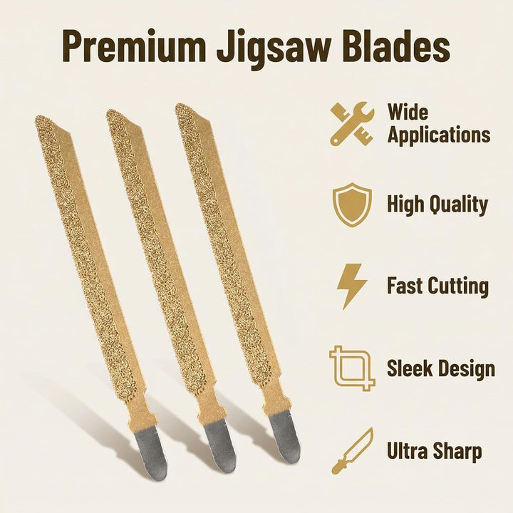 Professionelle Diamant-Stichsägeblätter - 3 Stück, 100mm / 4 Zoll - Vakuumgelötet für Präzises Schne