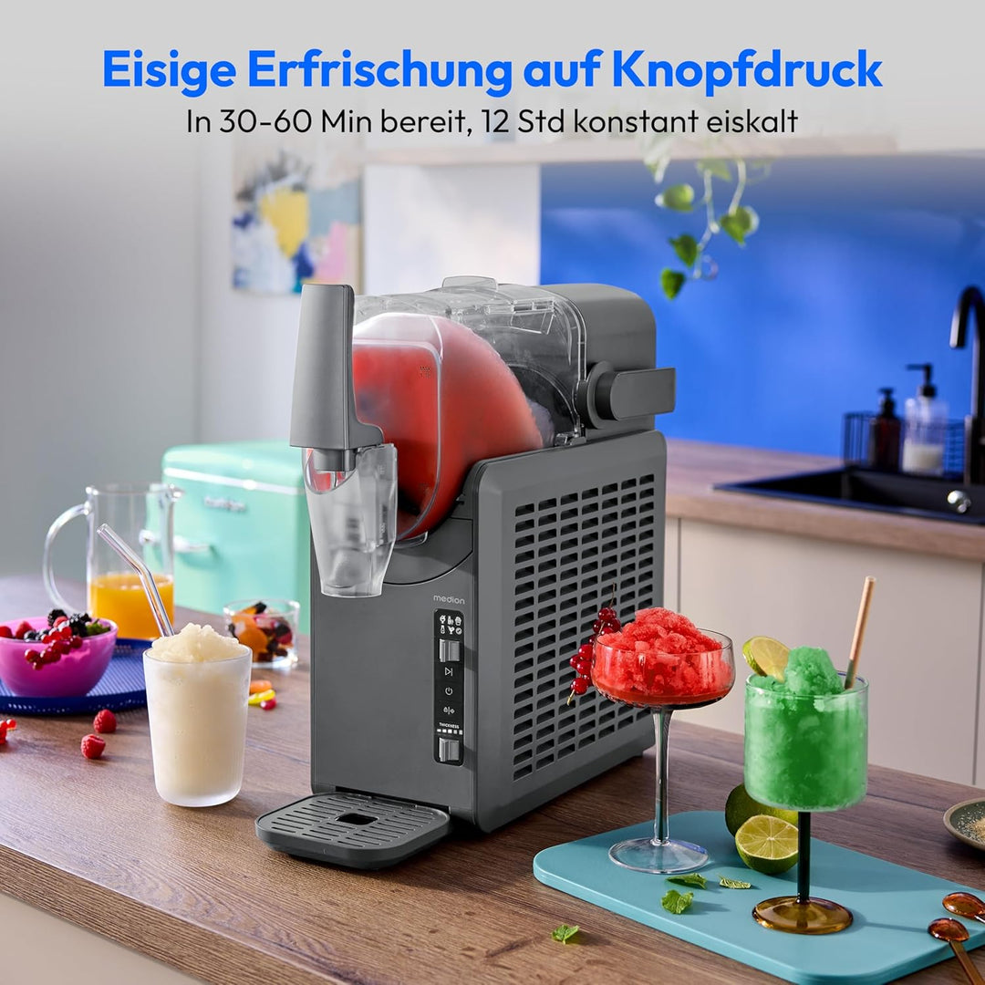 MEDION Slush Maschine (2,6 Liter Slush-Eis Kapazität, 1,9 Liter Fassungsvermögen, Slush Ice Maker fü