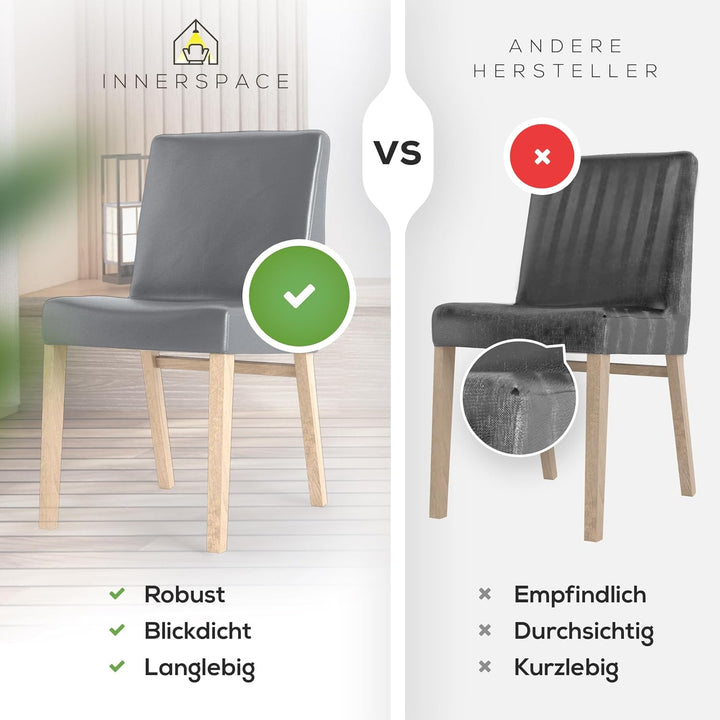 INNERSPACE Stuhlhussen Schwarz Grau Weiss 4er oder 6er Set | Blickdichte, Wasserabweisende, Elastisc