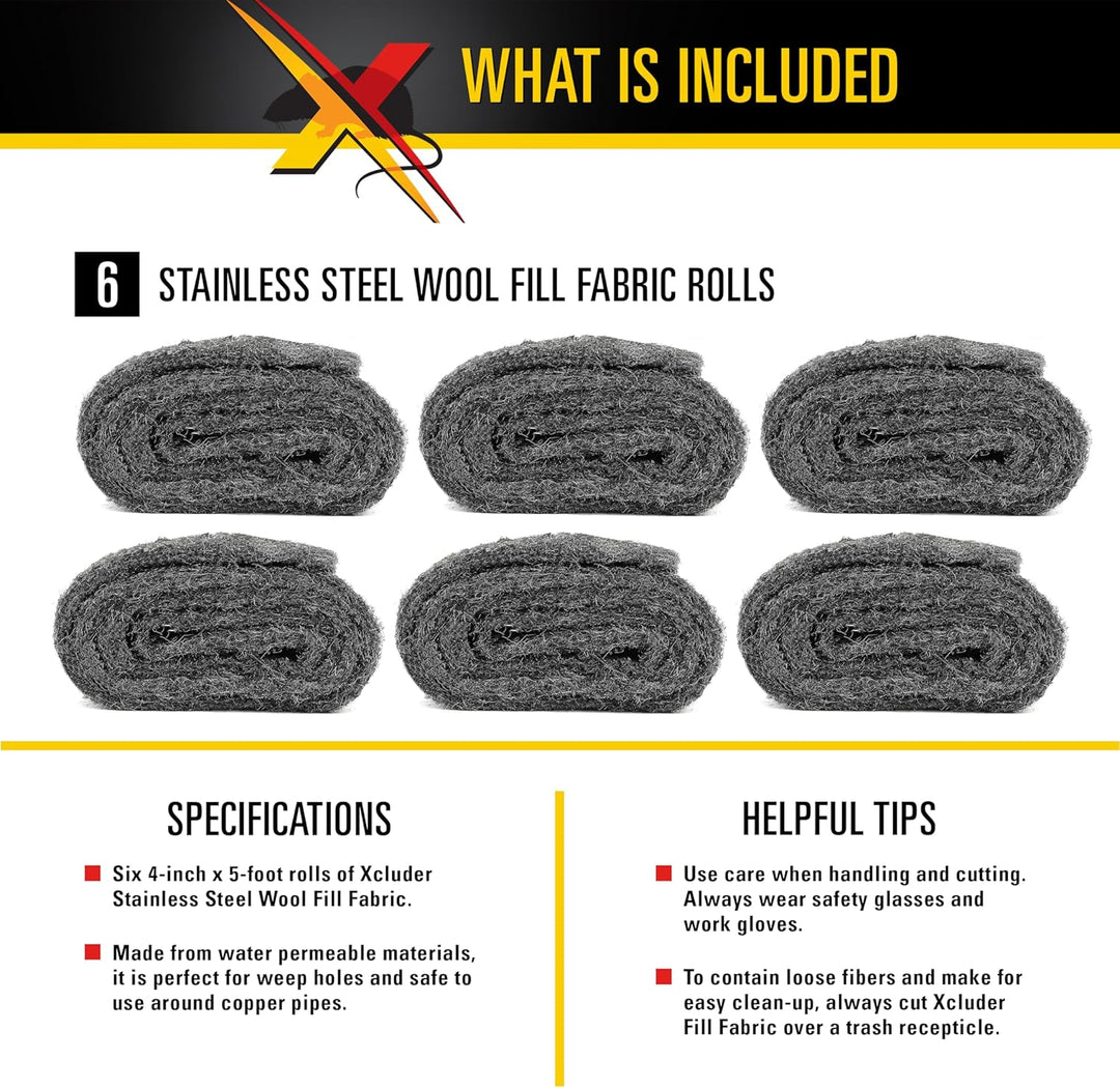 Xcluder 162746 Rodent Control Fill Fabric, 6 Rolls, 6 Rolls