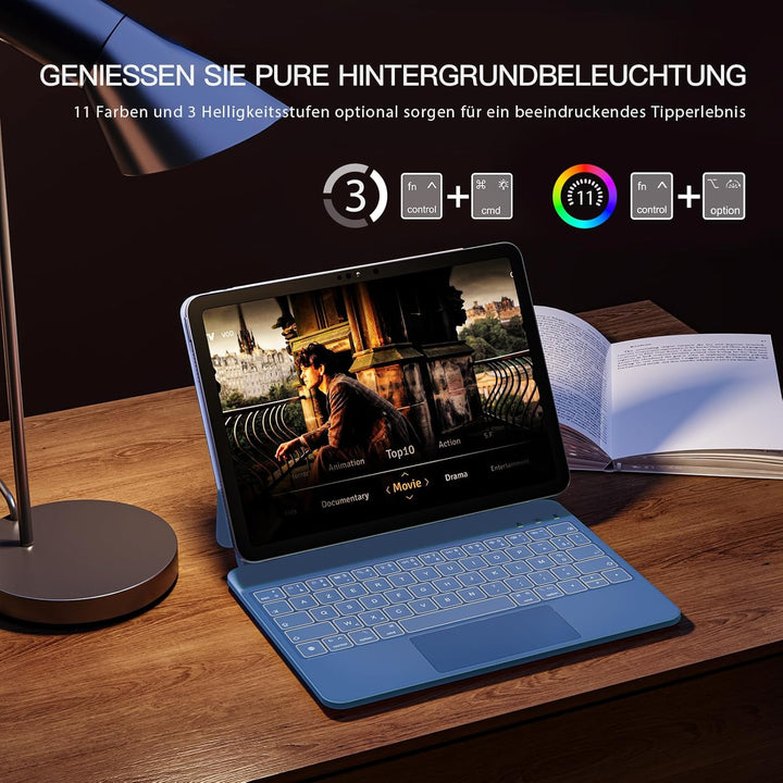 Hülle mit Tastatur für iPad 11. Generation (A16, 2025)/10. Generation, Magic Keyboard mit 11-Farben