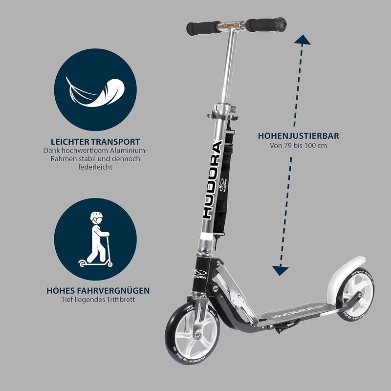 HUDORA BigWheel 180 Scooter - Tretroller für Kinder und Erwachsene - Roller ab 6 Jahre - Cityroller