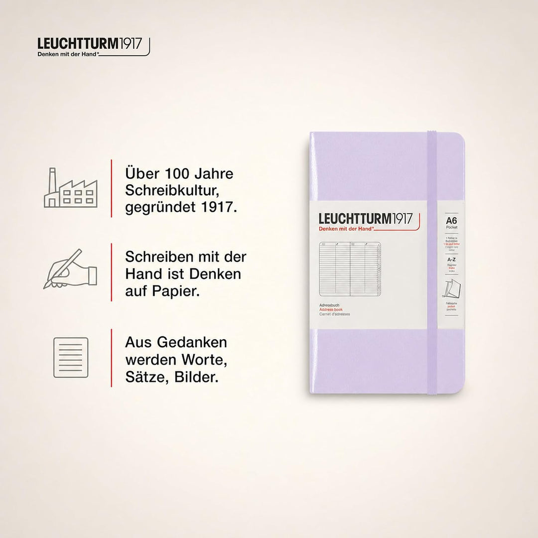 LEUCHTTURM1917 370361 Adressbuch Pocket (A6), Hardcover, Lilac Lilac Pocket (A6), Lilac Pocket (A6)