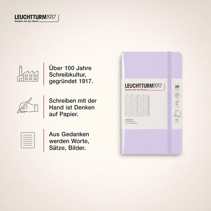 LEUCHTTURM1917 370361 Adressbuch Pocket (A6), Hardcover, Lilac Lilac Pocket (A6), Lilac Pocket (A6)
