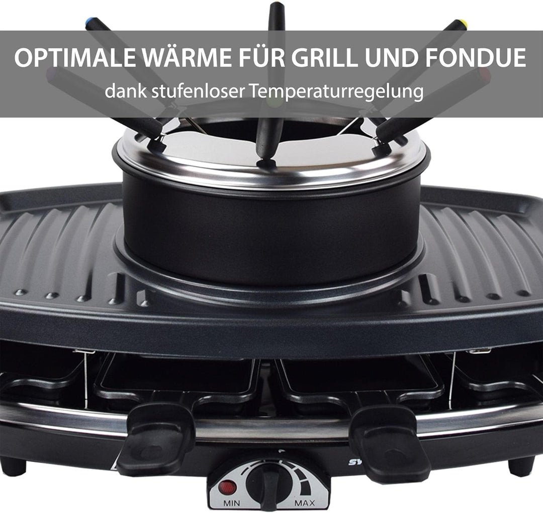 Syntrox Germany RAC-1100W-Freiburg Rundum-Genuss Raclette-Grill-Fondue-für 8 Personen