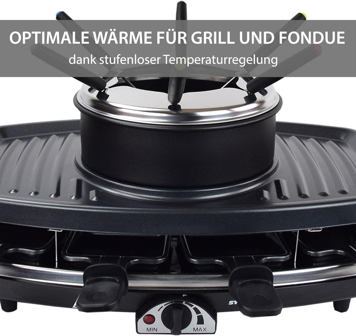 Syntrox Germany RAC-1100W-Freiburg Rundum-Genuss Raclette-Grill-Fondue-für 8 Personen