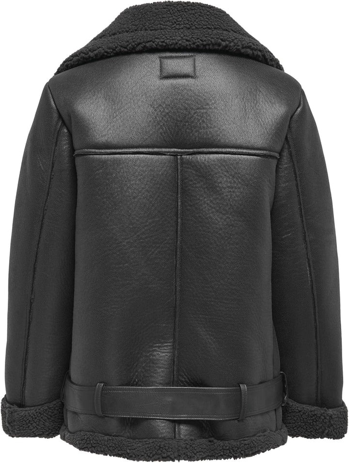 ONLY Damen Onlnewlis Faux Leather Aviator Cc OTW Jacke XS Phantom, XS Phantom