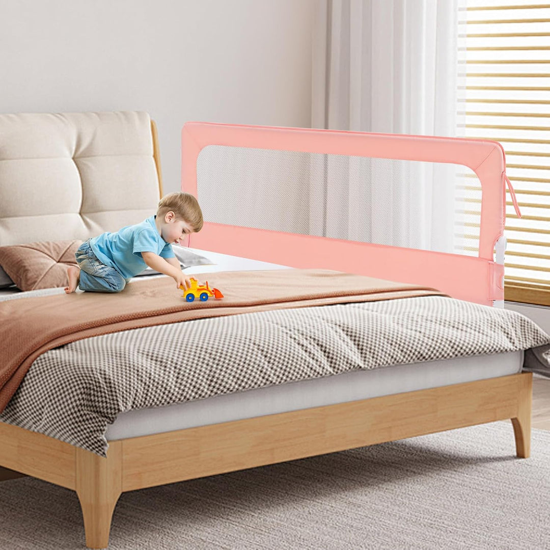 Bettgitter 180 cm klappbar, Kinder Rausfallschutz Bett, höhenverstellbar Bettschutzgitter mit Netzge