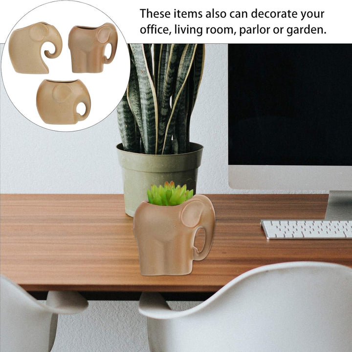 BESPORTBLE 3 Stücke Sukkulenten Blumentopf Elefant Figur Mini Keramik Übertopf Kaktus Topf Dekofigur