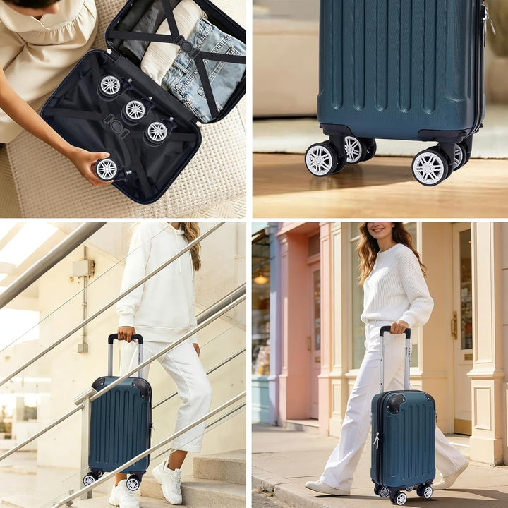 Boleedy Handgepäck Koffer, 40X25X20cm, Leichter Trolley Reisekoffer, Hartschalen Koffer, Luggage Set