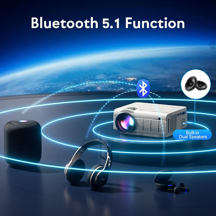 Beamer, YEZMEK Native 1080P 15000 Lumen Full HD 5G WiFi Bluetooth Beamer, Mini LED Beamer 4K Unterst