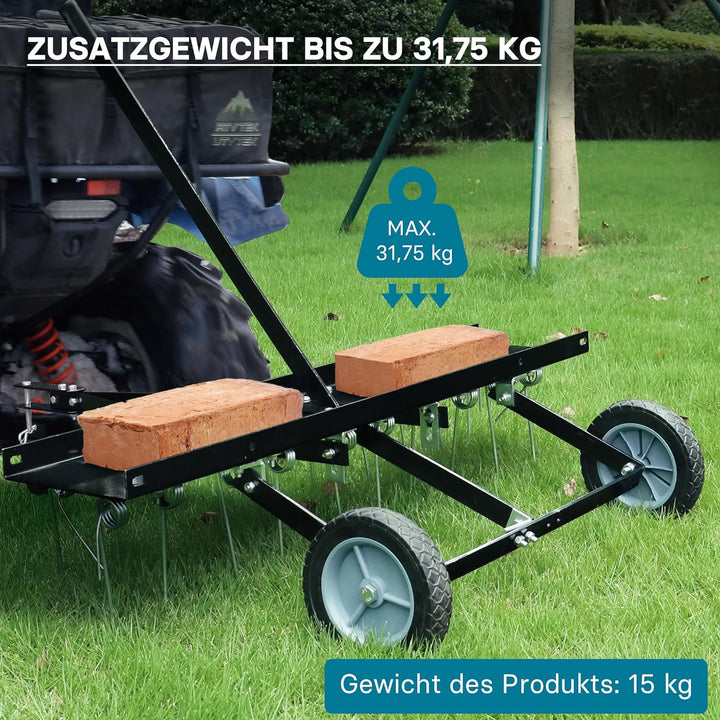 Vertikutierer für Aufsitzmäher mit 100cm Arbeitsbreite und 7" Gummireifen