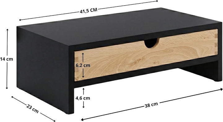 Monitorständer mit Schublade, Bildschirmständer, Schwarz, Schwarz