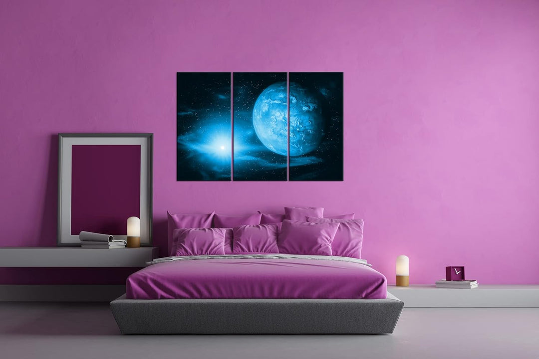 deyoli Dark Planet Mars in unserem Sonnensystem Format 120x80 3Teilig Effekt: Monocrome Blau als Lei