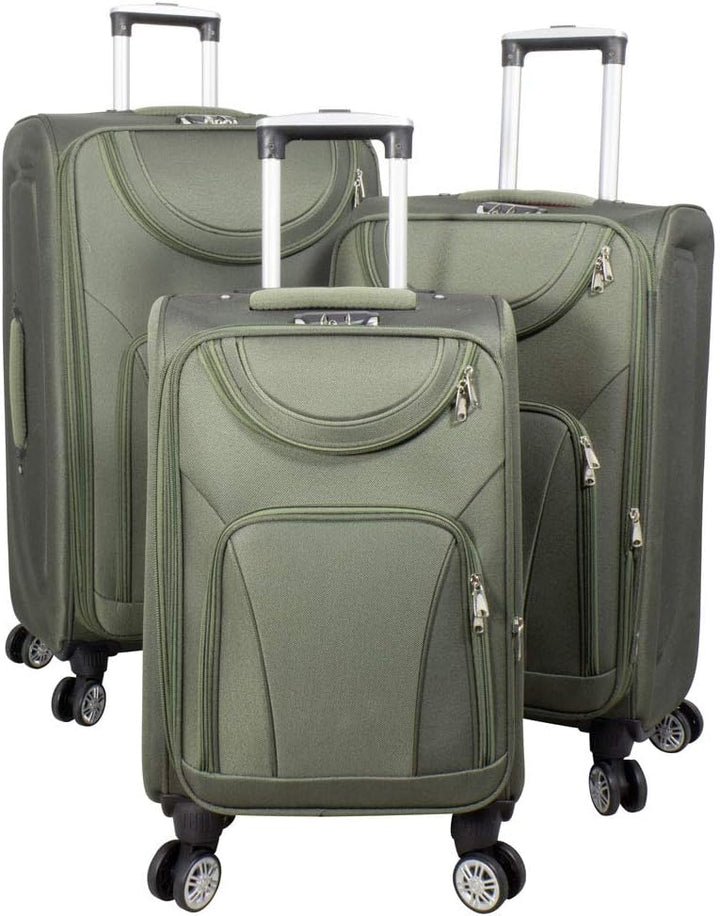 Trendyshop365 Weichgepäck Koffer-Set 3-teilig Maribor 4 Rollen Zahlenschloss Grün Kofferset 3 teilig