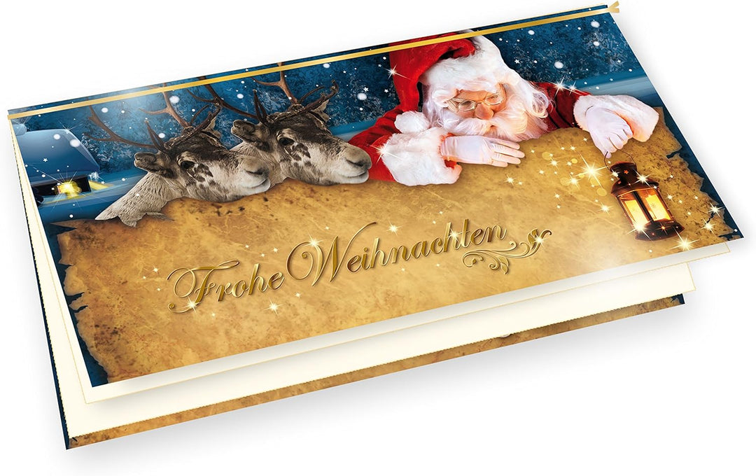 tatmotive Nordpol Express Weihnachtskarten Set (50 Sets) mit Umschlag und mit Einlegeblätter Einlege