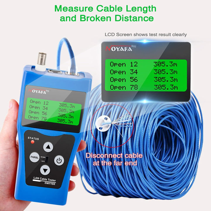 NOYAFA NF-388-B Mehrzweck-Netzwerk-Kabel-Tester Tracker Tracer Test Ethernet NF-308 mit 1 Fernbedien