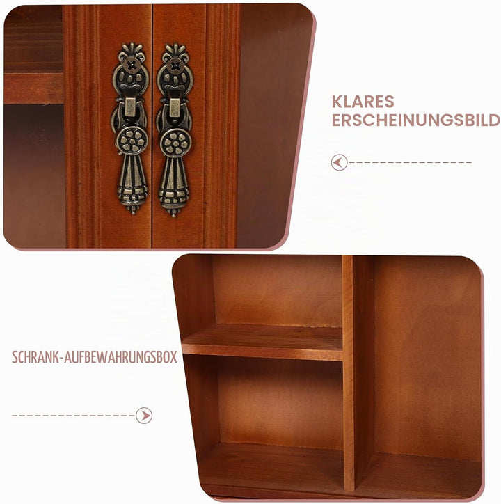 LIFKOME Vintage Holz Wandschrank Mit Doppeltüren Mini Aufbewahrungsschrank Für Küche Und Badezimmer