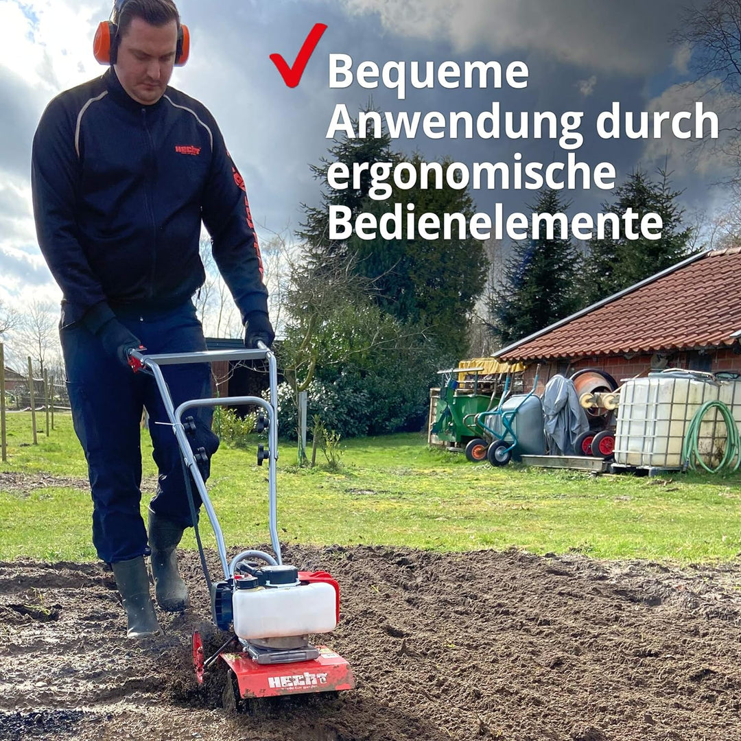 Benzin Gartenhacke (NEU) Effektive Bodenbearbeitung mit 25 cm Arbeitsbreite – 2-Takt Motor – 16 hart