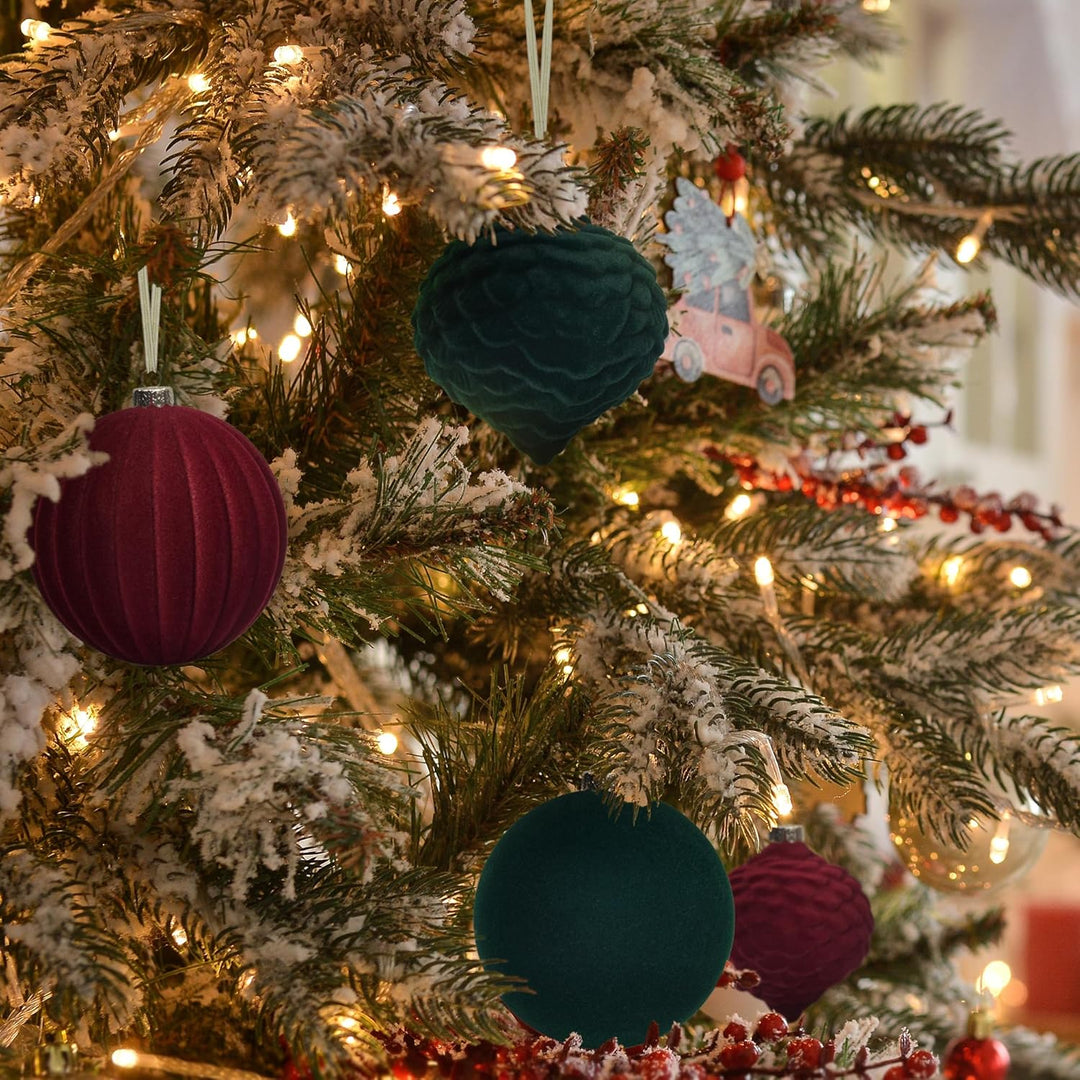 25 stück kunstoff Velvet weihnachtskugeln samt grün 6cm 8cm für Weihnachtsbaum christbaumkugeln grün