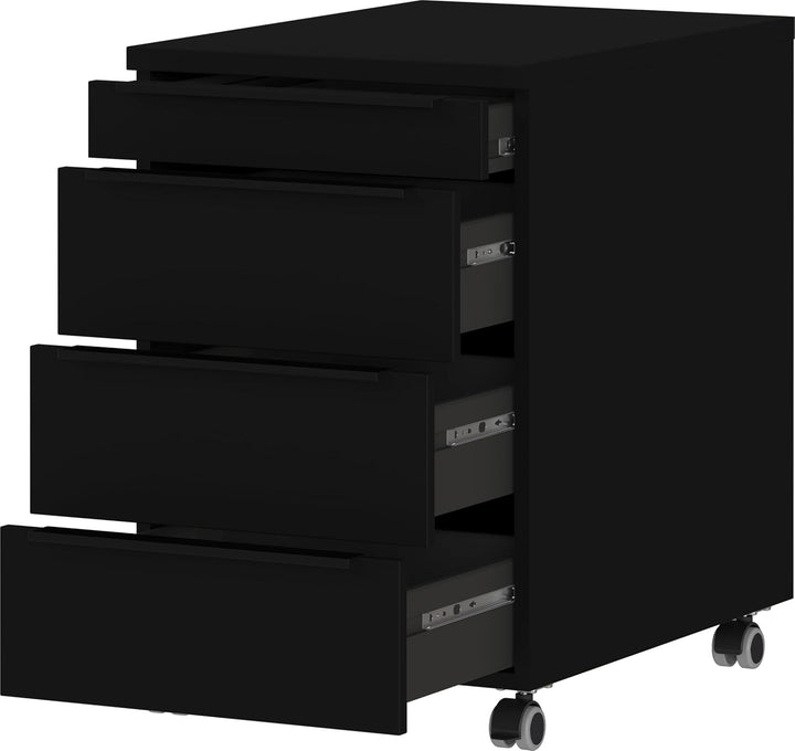 Germania Rollcontainer 4377-83, in Schwarz, mit Utensilienfach, 42 x 63 x 60 cm (BxHxT), Schwarz