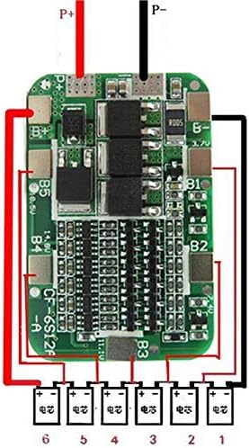 TECNOIOT 5 Stück 6S 15A 24V PCB BMS Schutzplatine für 6er Pack 18650 Li-Ionen-Lithium-Batterie