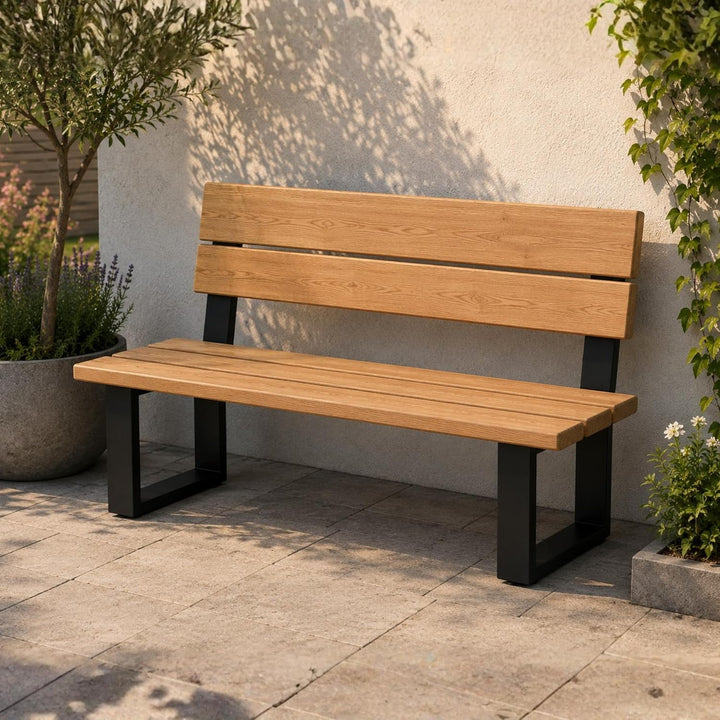 DanDiBo 2X Bankbeine Metall Schwarz mit Lehne Set Massiv DIY Bank Füsse 96478 Sitzgestell für Garten