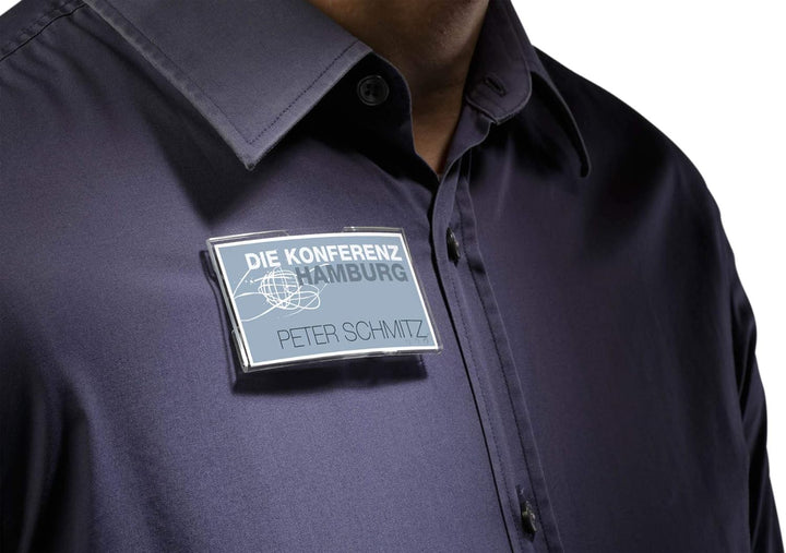 Durable Namensschild konvex (mit Magnet, 40 x 75 mm) Packung à 25 Stück, transparent, 812319, Magnet