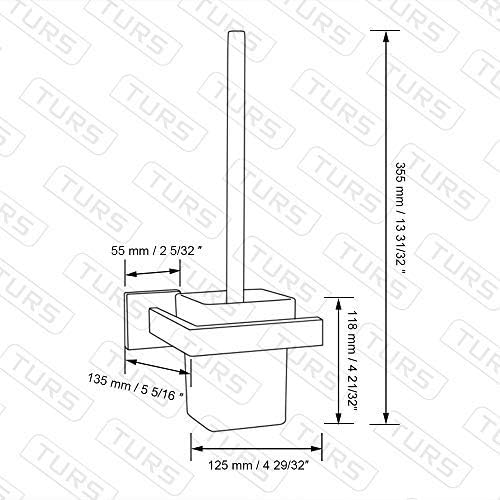 TURS Toilettenbürste mit Halter Speicher Stilvoll Metall Bürstenhalter SUS 304 Edelstahl Wall Mount,
