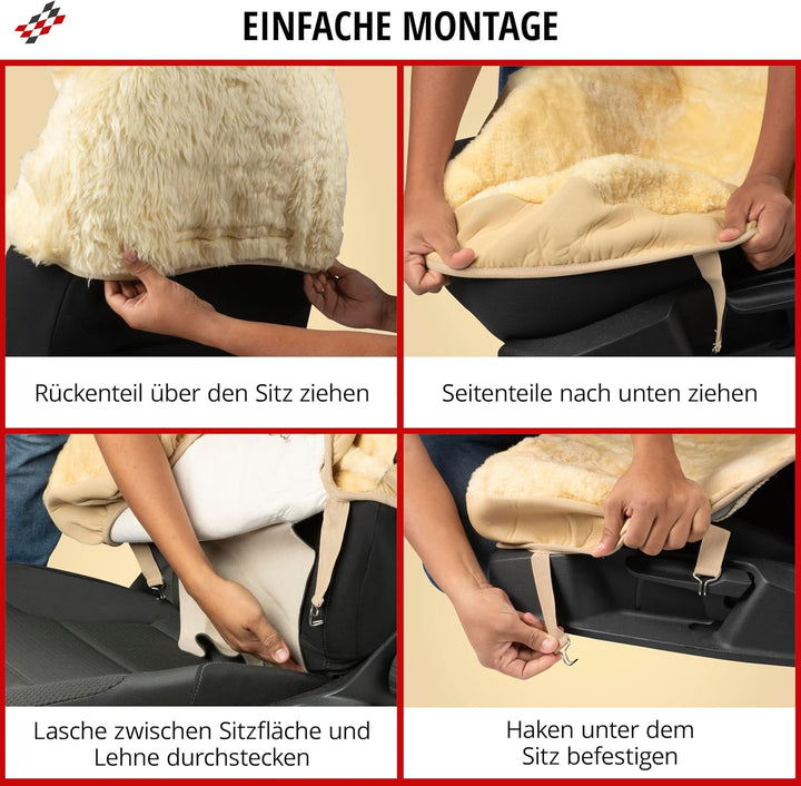 WALSER Autositzbezug Lammfell Lammfellbezug Zoya Autoschonbezug Lammfell beige 20022 Beige Standard
