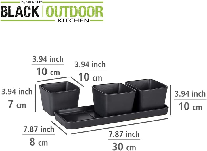 WENKO Snack & Dip Schalen Set, 4-teilig, 3 x 300 ml Schälchen mit Tablett, Für Tapas, Snacks & Finge