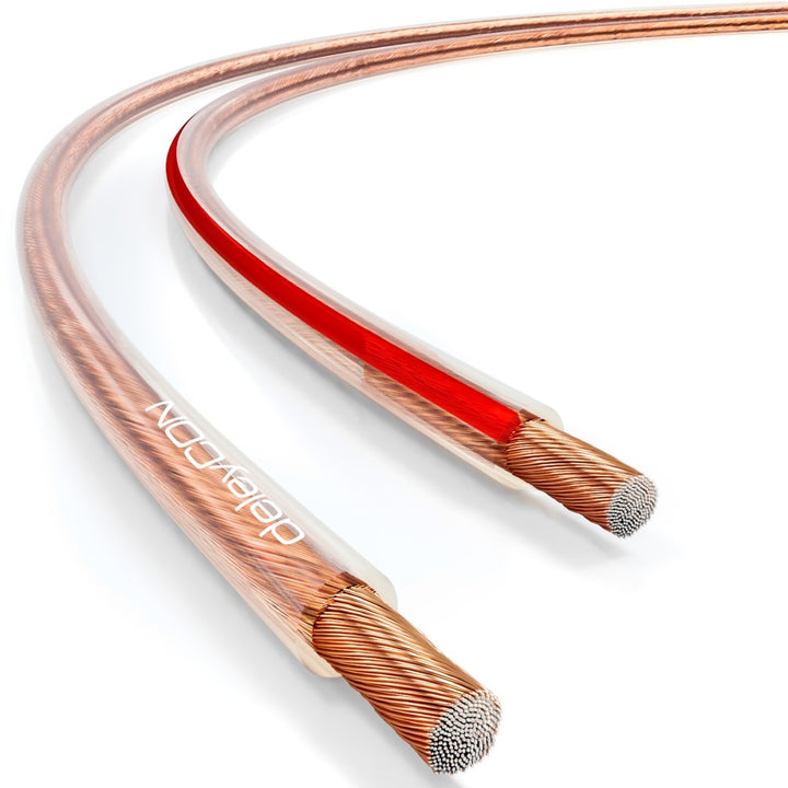 deleyCON 50m Lautsprecherkabel Boxenkabel 2x 2,5mm² Kupferüberzogenes Aluminium CCA Polaritätskennze