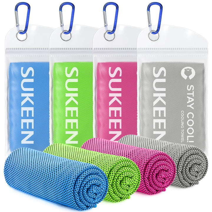 Sukeen Kühlendes Handtuch, 4er Set Kühlhandtuch Cool Towel, Gym Handtuch, Eishandtuch Kühltuch Hals,