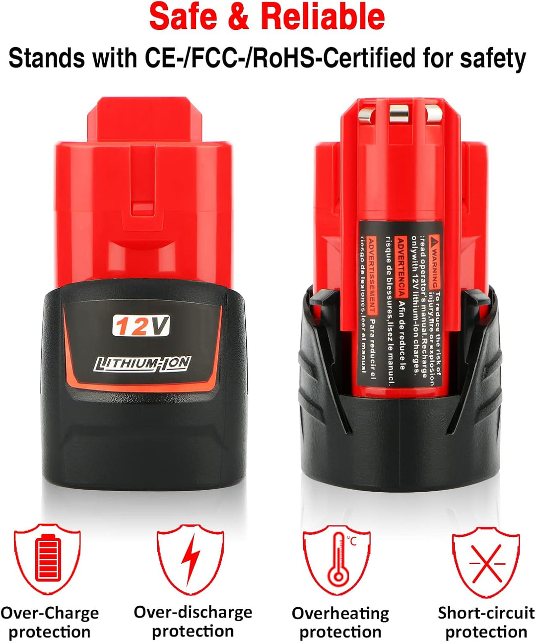 2X Waitley M12 12V 3Ah Ersatzakku für Milwaukee M12 Li-ion Akku 48-11-2411 48-11-2440 48-11-2402 Wer