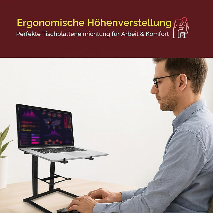 pyle PLPTS35 Tragbarer Laptop-Ständer – Stehtisch mit Faltbarer Höhe und sekundärer Zubehörablage fü