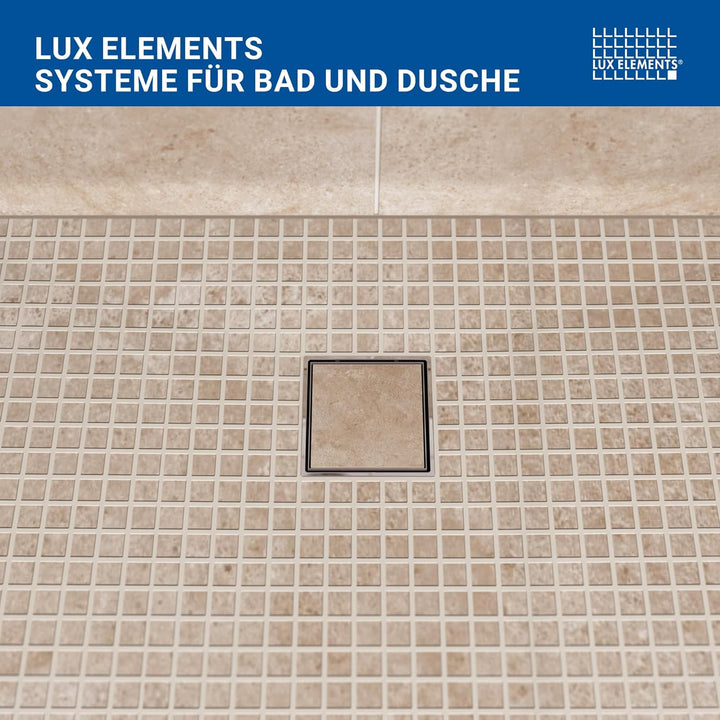 LUX ELEMENTS Waagerechter Ablauftopf TUB-BAW-DV I Ablauftopf mit befliesbarem Rost aus Edelstahl ink