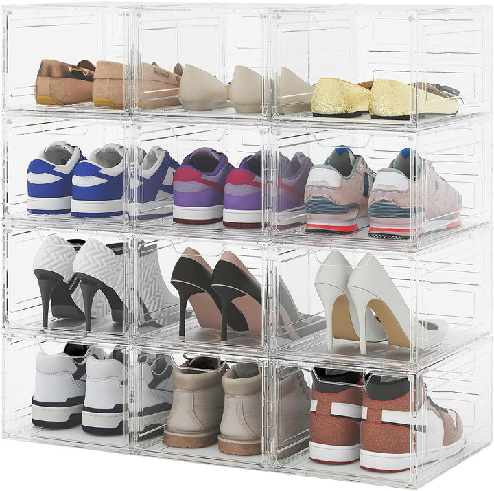 Carlo Milano transparente Schuhregale: 3er-Set Transparente Schuhbox, stapelbar, bis Grösse 47, Magn