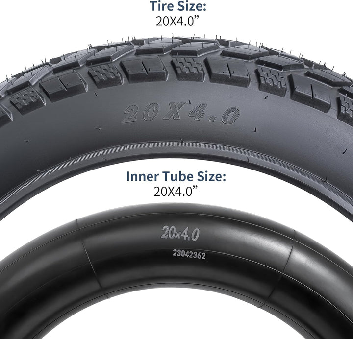 YunSCM 2er-Pack 20 Zoll Heavy Duty E-Bike Reifen 20x4.0 Mantel Plus 2er-Pack 20 Zoll Fat schlauche 2