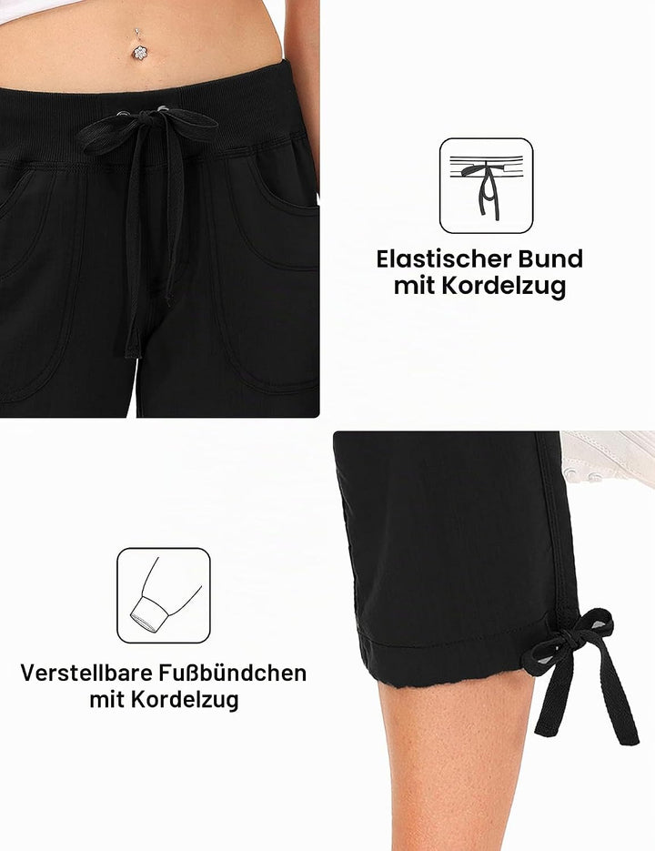 JINSHI Hosen Damen Sommer Cargohose 3/4 Lange Hosen Caprihose Freizeithose Outdoorhose Wanderhose mi
