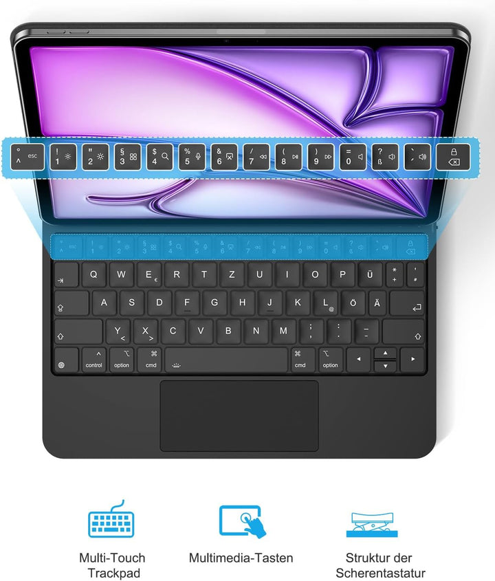 TECURS Tastatur Hülle für iPad Air 11 Zoll (M2 2024) /iPad Air 6/5/4/ iPad Pro 11(4/3/2/1 Gen) mit T