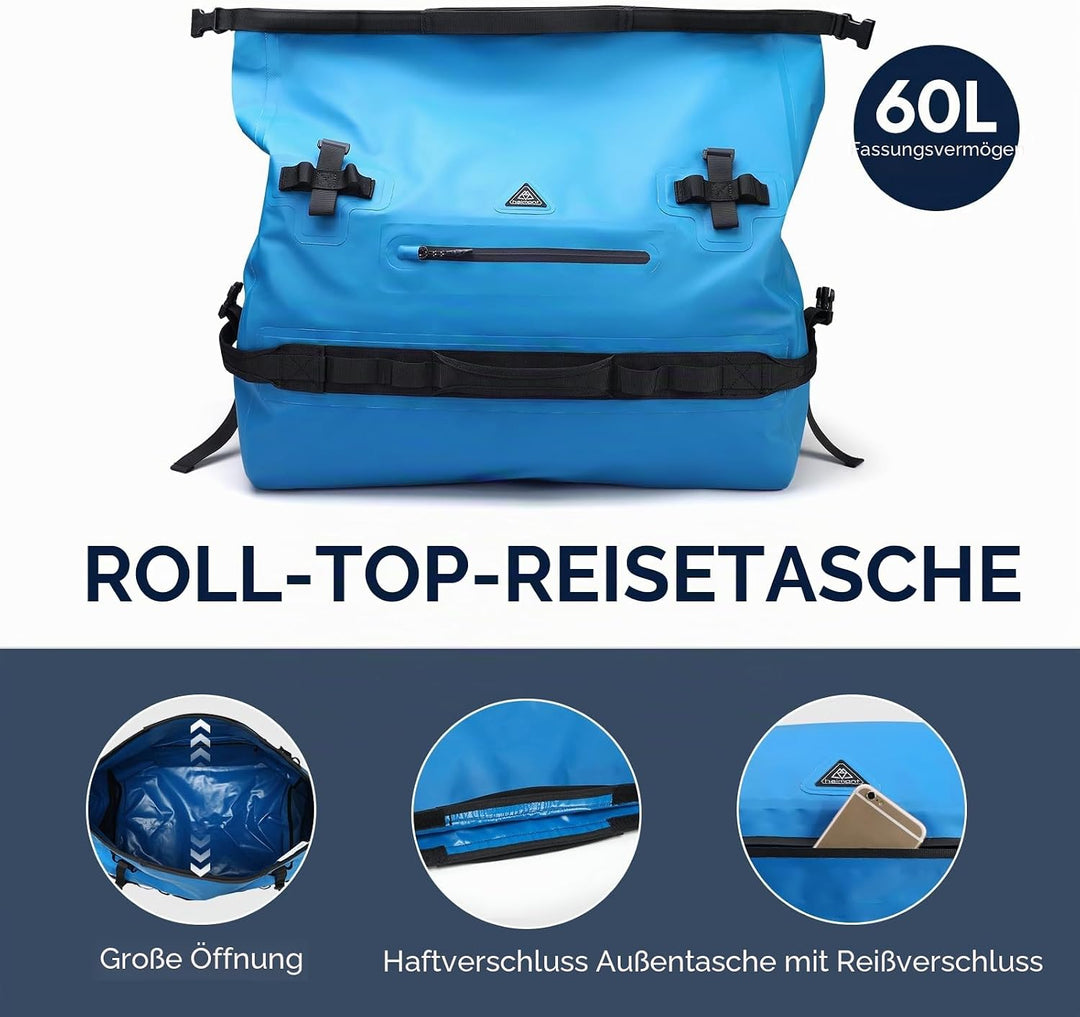 Haimont wasserdichter Rucksack, vielseitig wasserdicht Tasche, Dry Bag komfortabel, RollTop, Strand,